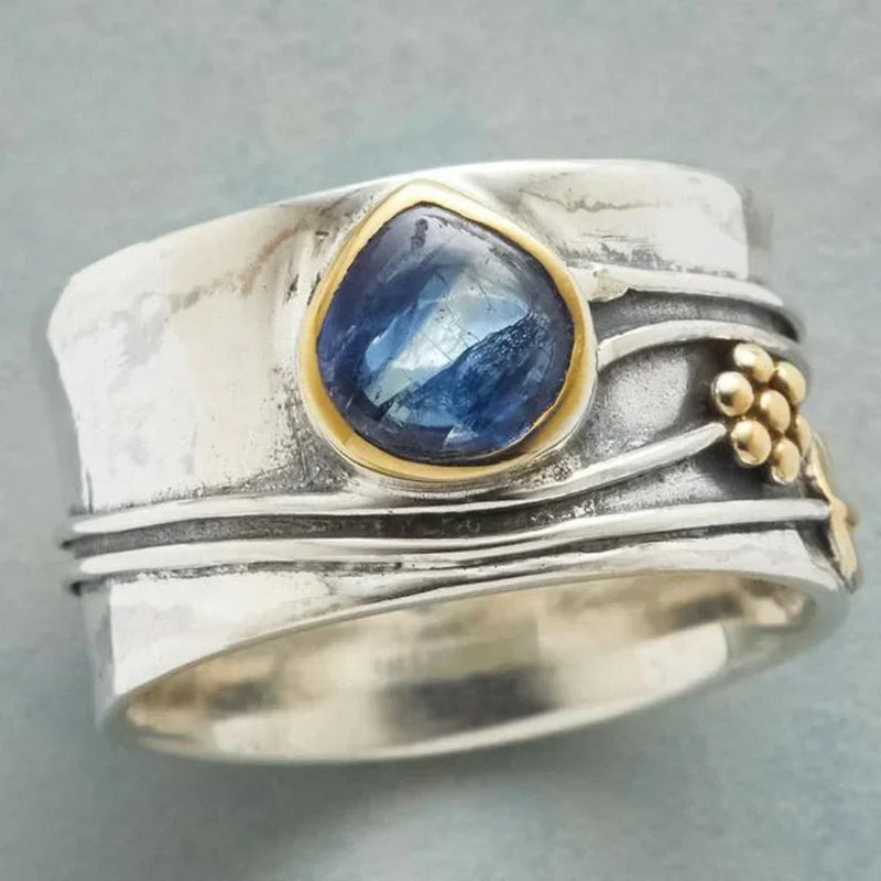 Bague de méditation bohémienne en pierre précieuse | Or blanc
