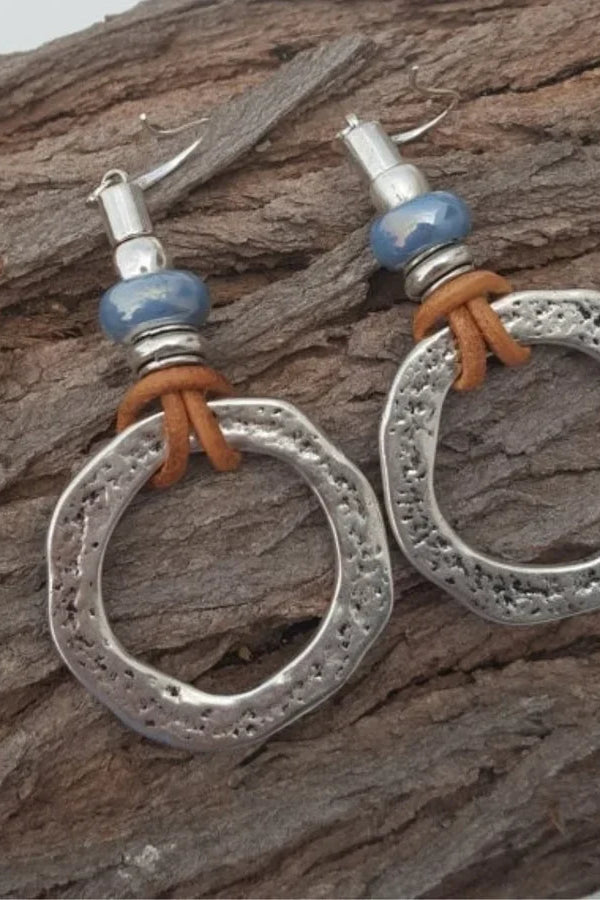 Boucles d'oreilles cercle argent bohème antique | Or blanc