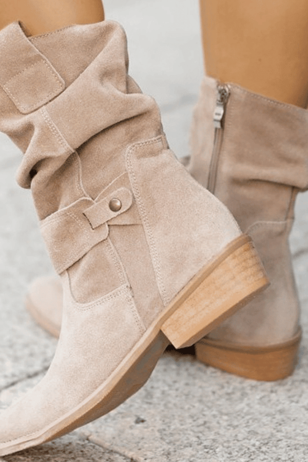 Thora - Bottes Chevalier Mi-mollet en Daim Synthétique Velouté