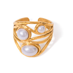 Bague géométrique en perle