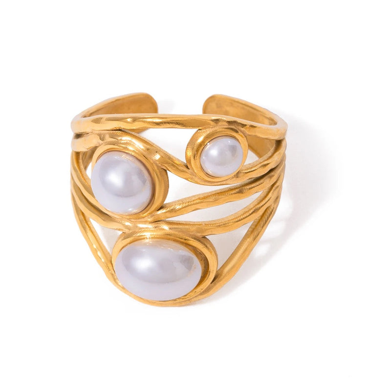 Bague géométrique en perle