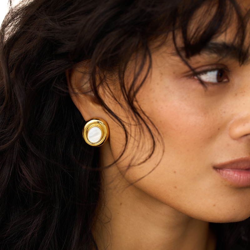 Boucles d'oreilles Giselle en perle | Or