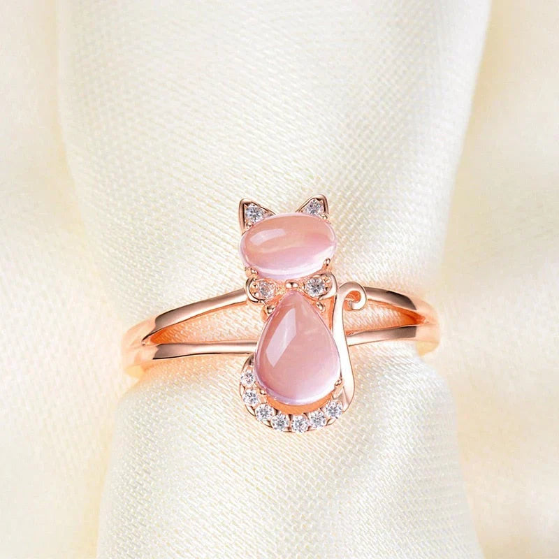 Bague chat en or rose | Or rose