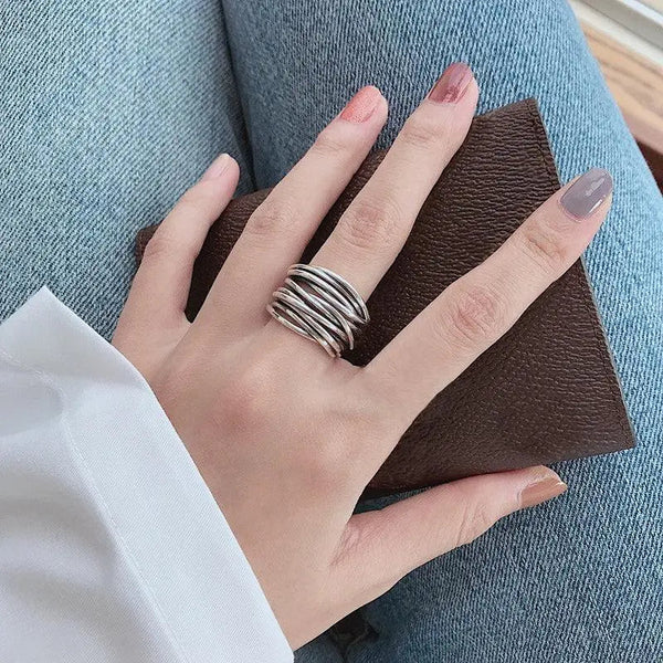 Bague à couche argentée ajustable