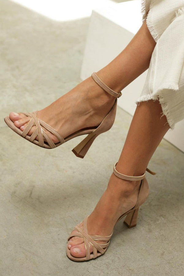 Marona™ | Sandales patchwork à bout rond et talon fin