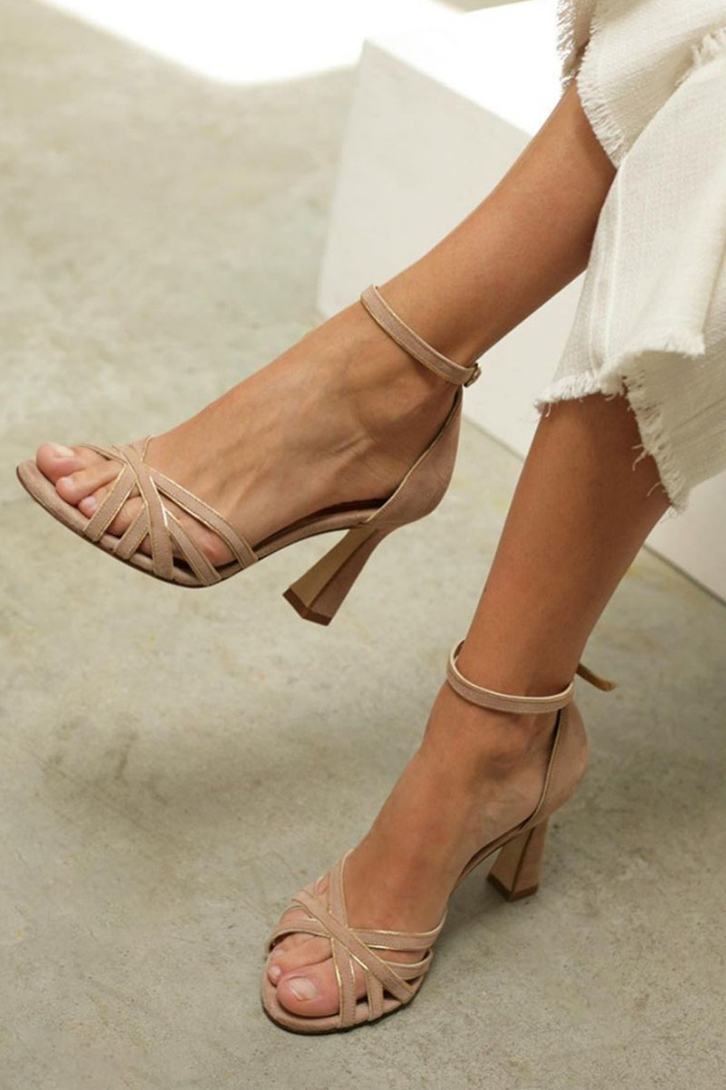 Marona™ | Sandales patchwork à bout rond et talon fin
