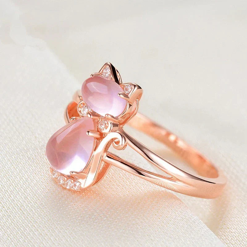 Bague chat en or rose | Or rose