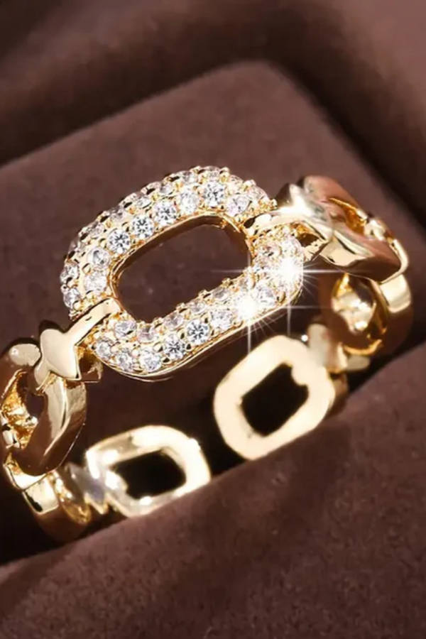 BAGUE CHAÎNE LUMINEUSE DORÉE