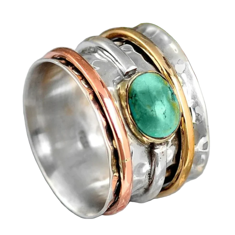Bague COCO vintage or et argent turquoise
