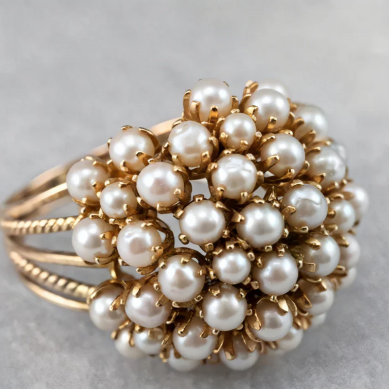 BAGUE PERLES INCRUSTÉES ROSE