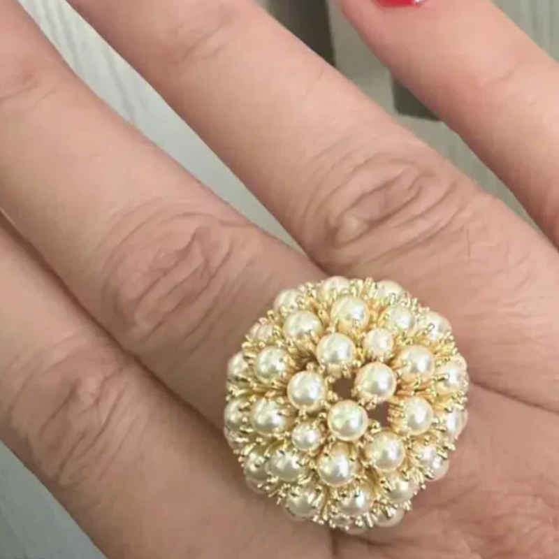 BAGUE PERLES INCRUSTÉES ROSE