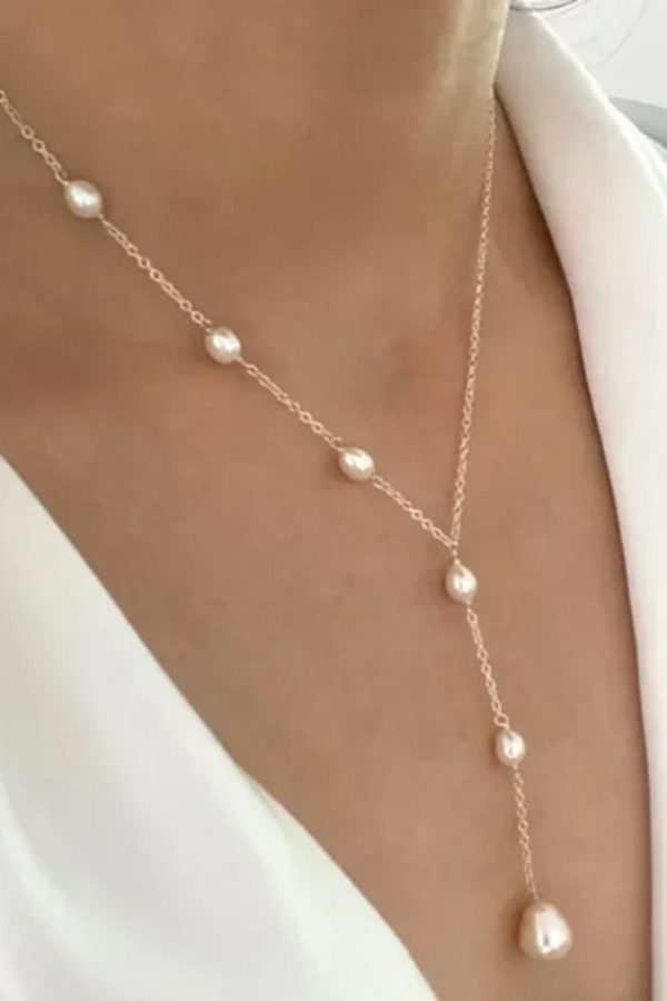PENDENTIF RUBIS ÉLÉGANT & COLLIER DE PERLES