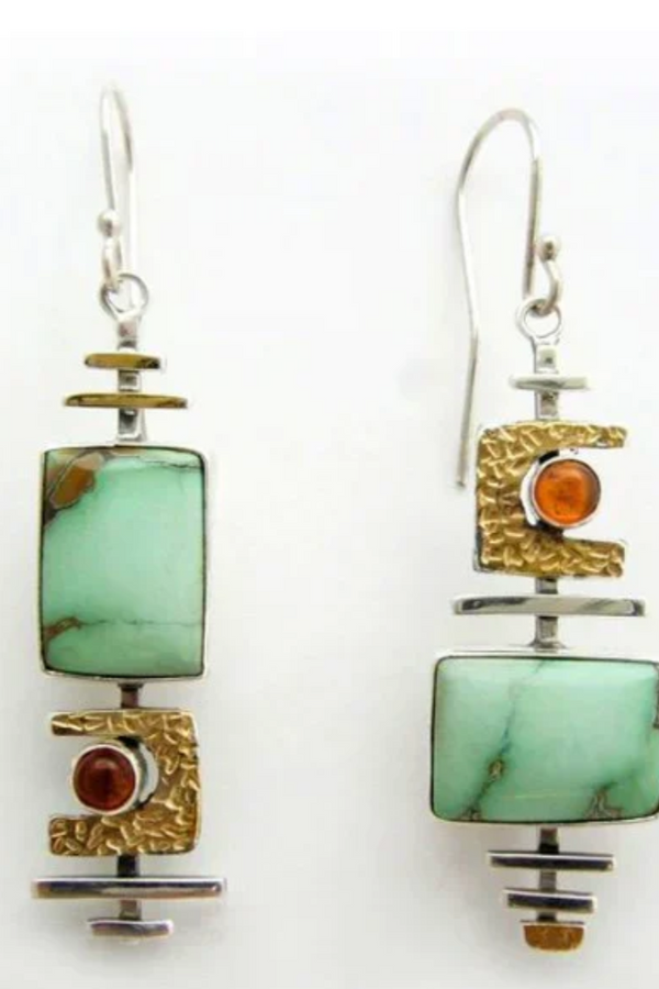 BOUCLES D'OREILLES BOHO AVEC ÉMERAUDE ARGENT