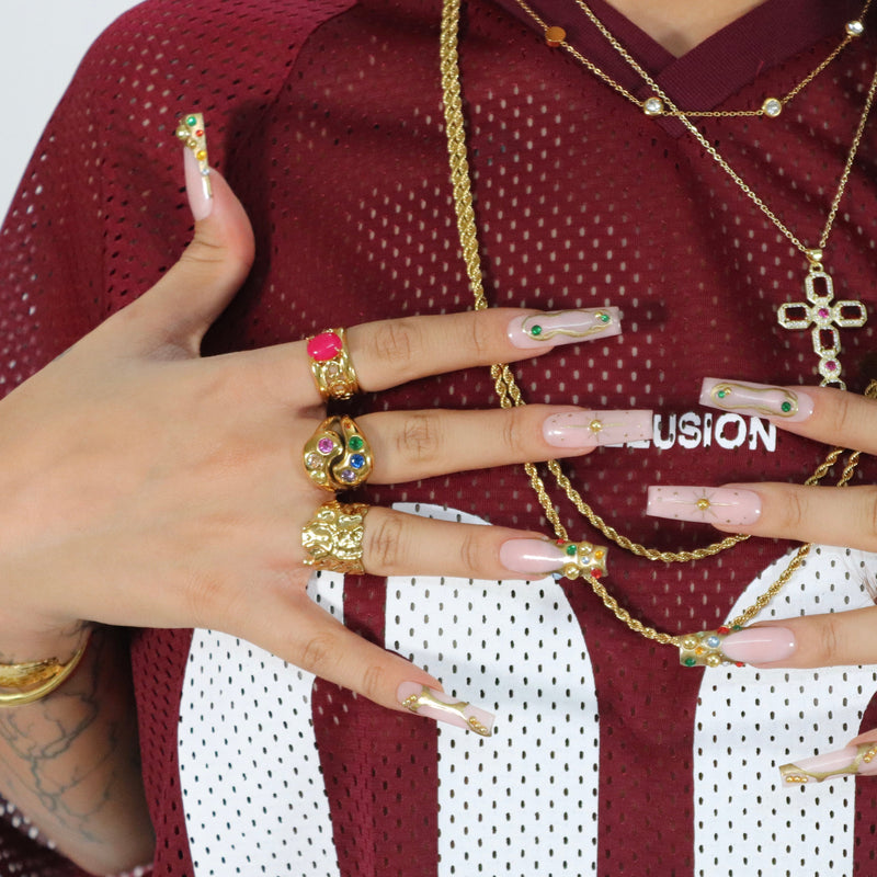 Bague gemme éclaboussure de couleur