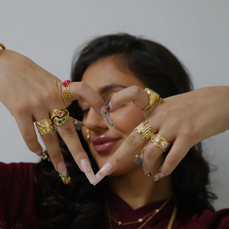 Bague gemme éclaboussure de couleur