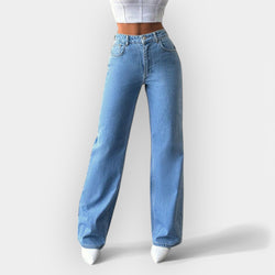 Jean taille haute avec coupe large confortable