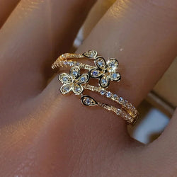 Bague élégante fleur brillante en or | Or