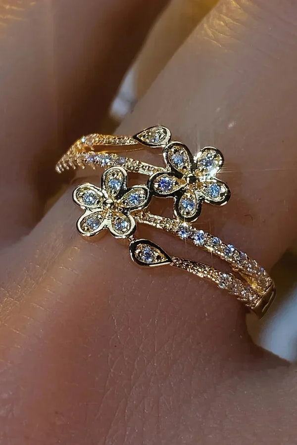 Bague élégante fleur brillante en or | Or