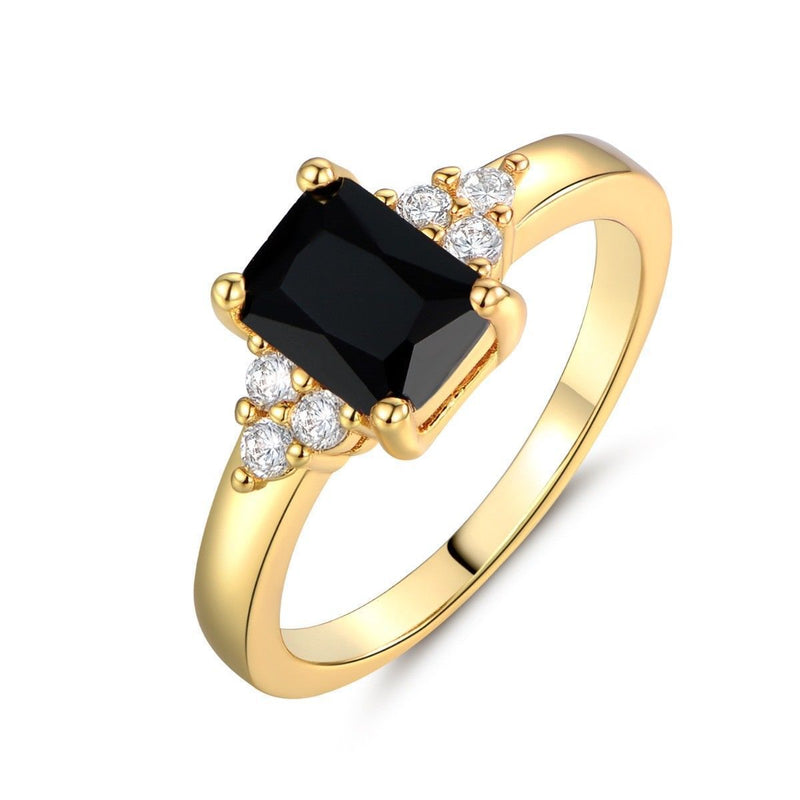 Bague baguette en spinelle noir | Or