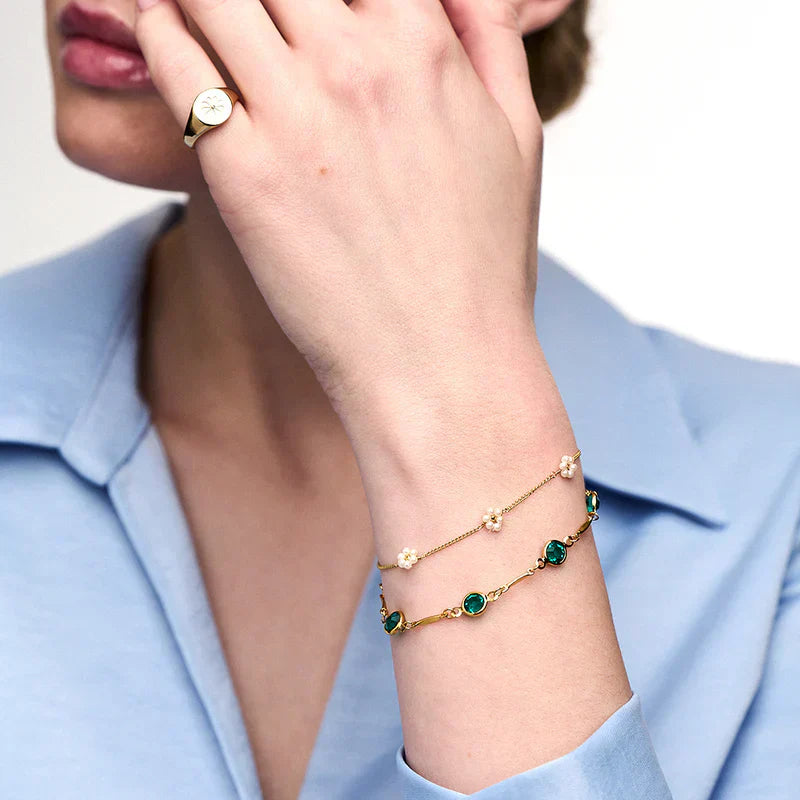 Bracelet chaîne maillon émeraude | Or