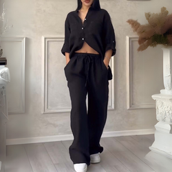 Fara | Ensemble Luxe en Coton et Lin – Chemise et Pantalon