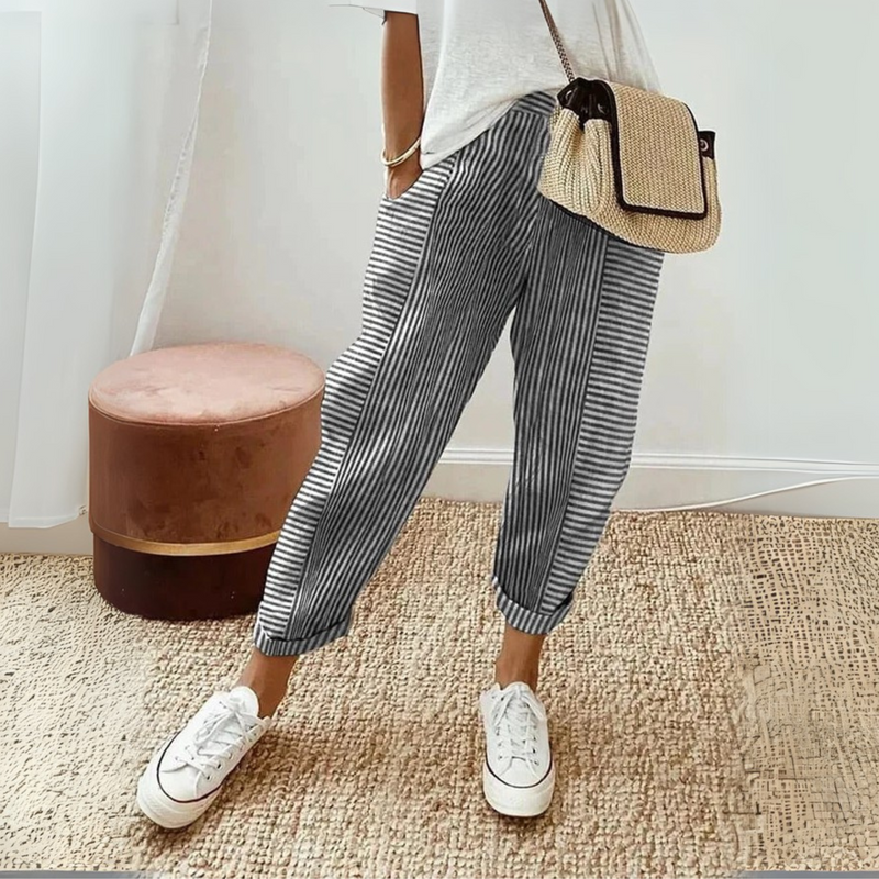 Celia | Pantalon classique rayé en coton