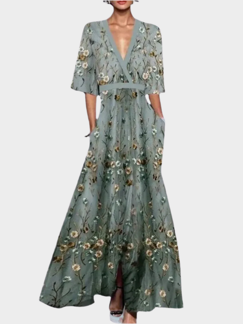 Robe florale élégante avec ceinture