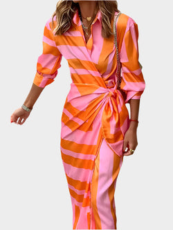 Robe midi avec motif rayé