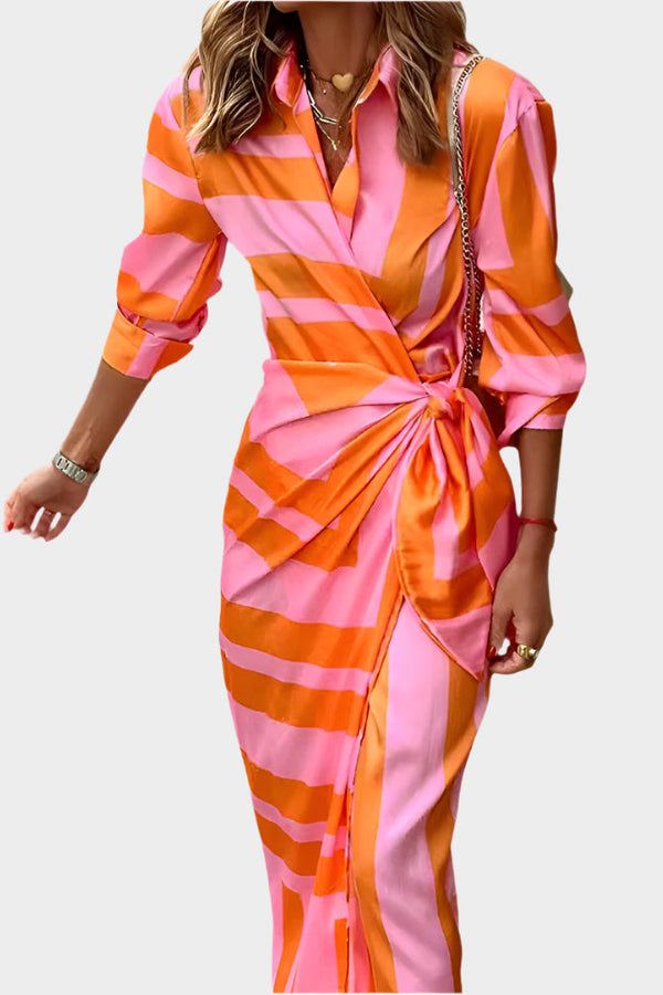 Robe midi avec motif rayé