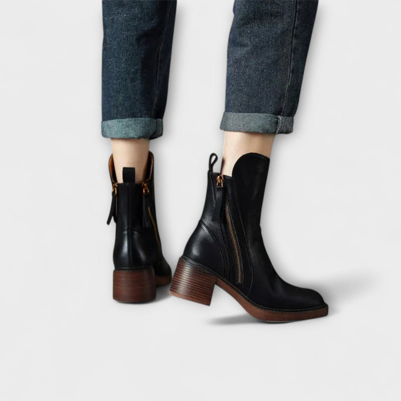 Milana - Bottes en cuir avec talon moyen