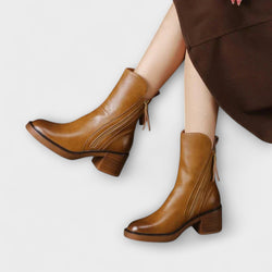 Milana - Bottes en cuir avec talon moyen