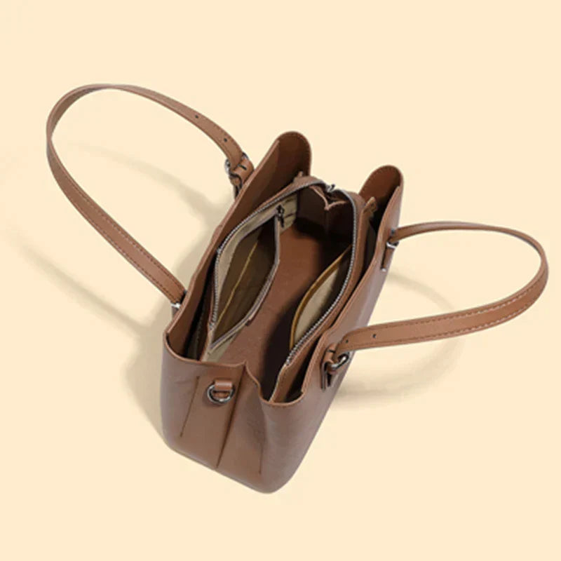 Aria™ - Sac à épaule en cuir véritable de vache à 3 couches