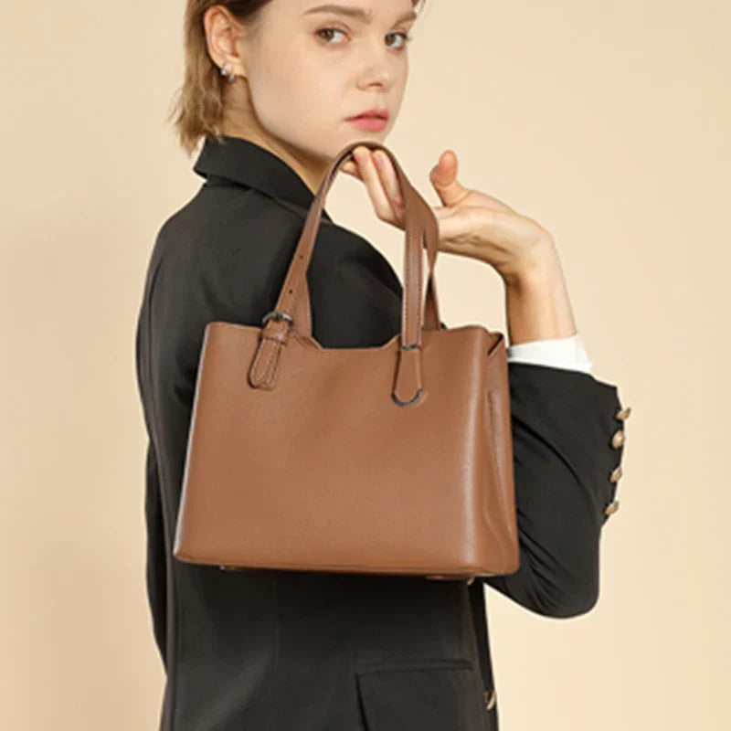 Aria™ - Sac à épaule en cuir véritable de vache à 3 couches