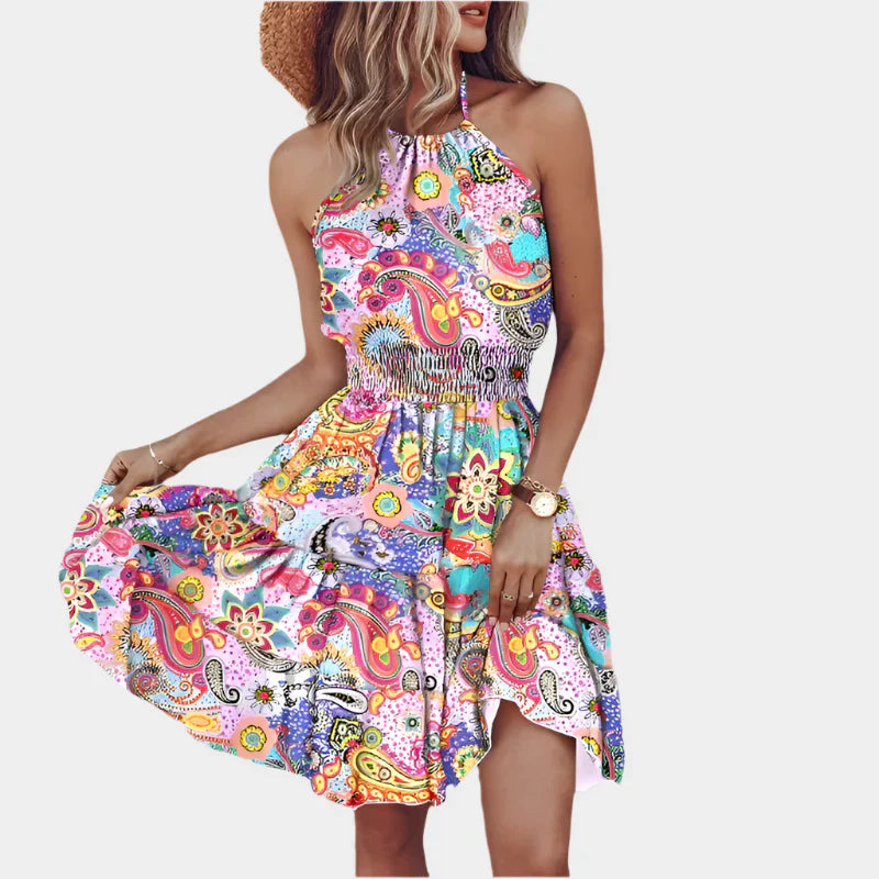 Robe Mini Sexy avec Motif Irrégulier et Design Dos Nu