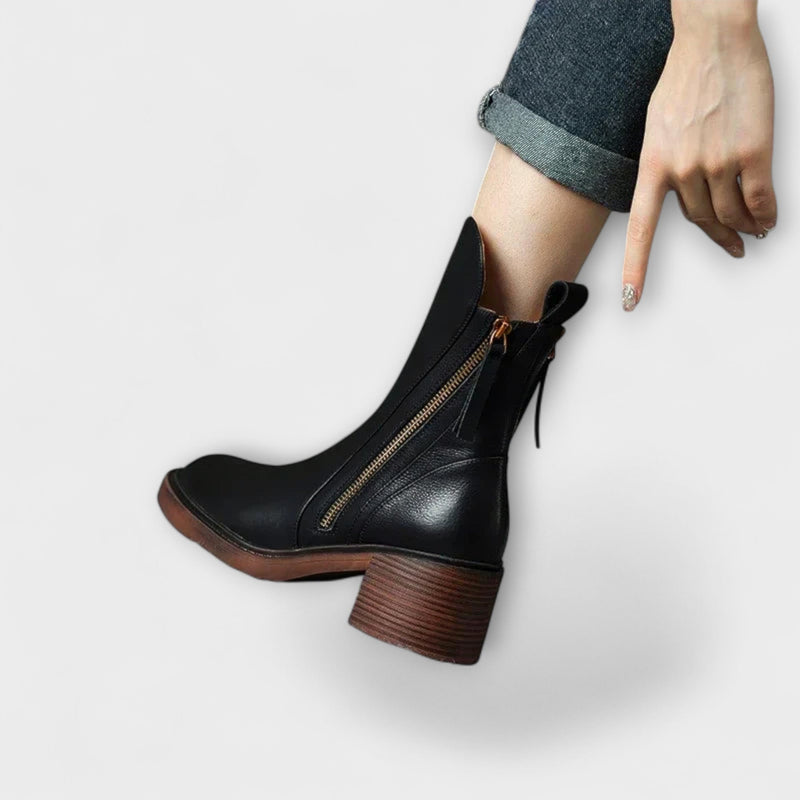 Milana - Bottes en cuir avec talon moyen