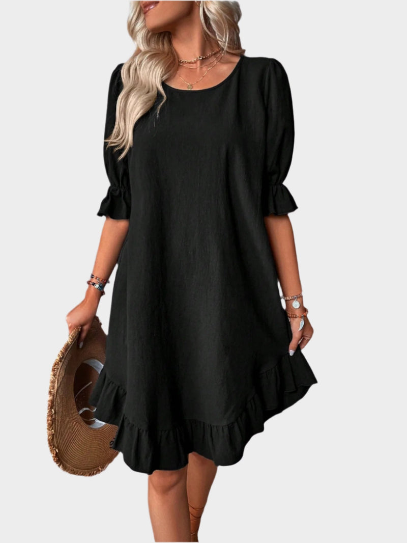 Robe midi rétro avec manches confortables