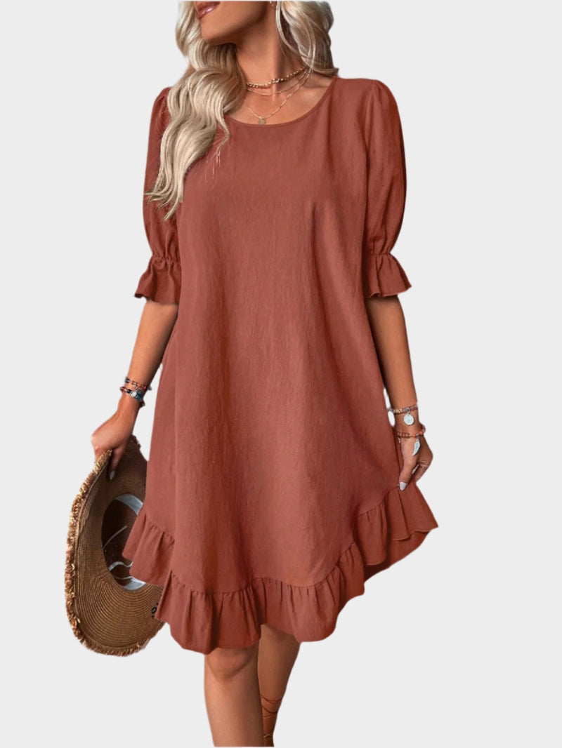 Robe midi rétro avec manches confortables