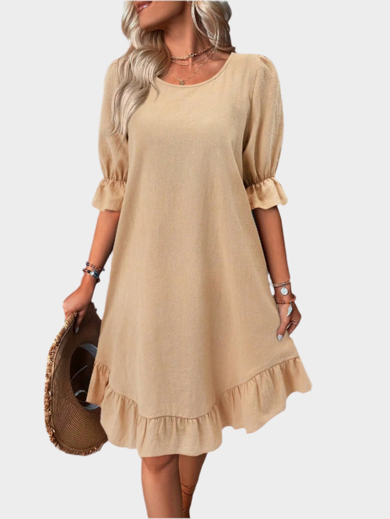 Robe midi rétro avec manches confortables