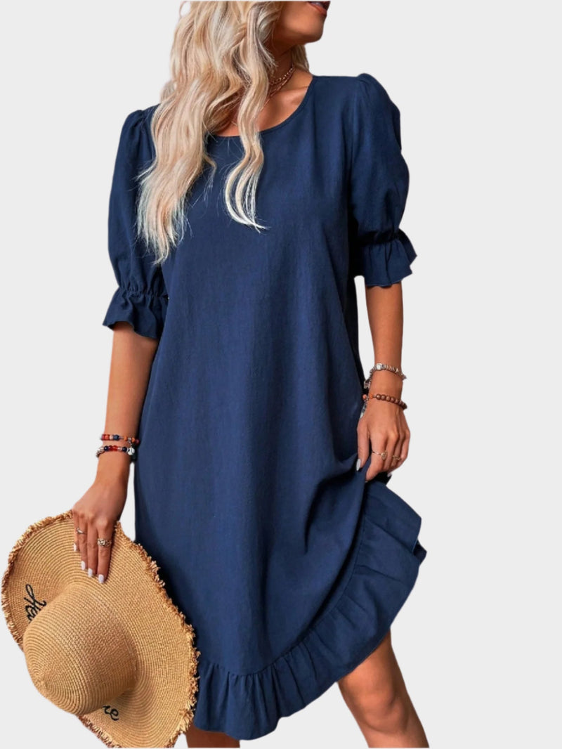 Robe midi rétro avec manches confortables