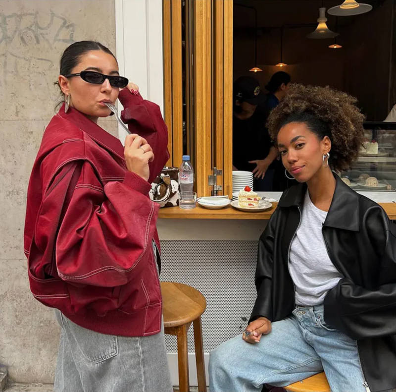 Faye™ - Veste en cuir surdimensionnée