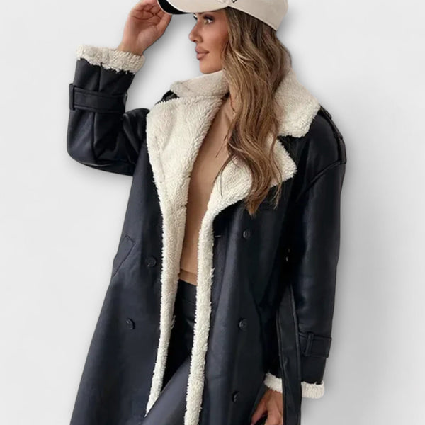 Maria – Veste longue classique avec doublure en polaire et col en teddy