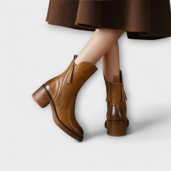 Milana - Bottes en cuir avec talon moyen