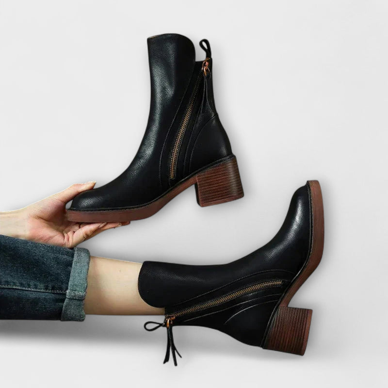 Milana - Bottes en cuir avec talon moyen