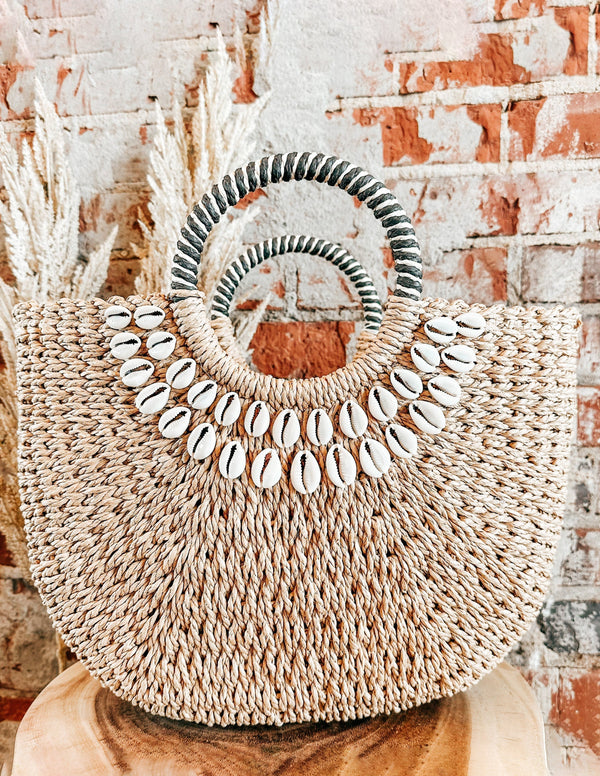 Isabella™ - Sac en paille décor coquillage avec détails faits main