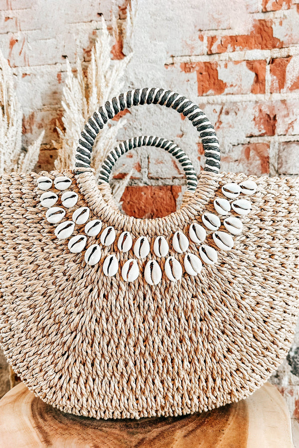 Isabella™ - Sac en paille décor coquillage avec détails faits main