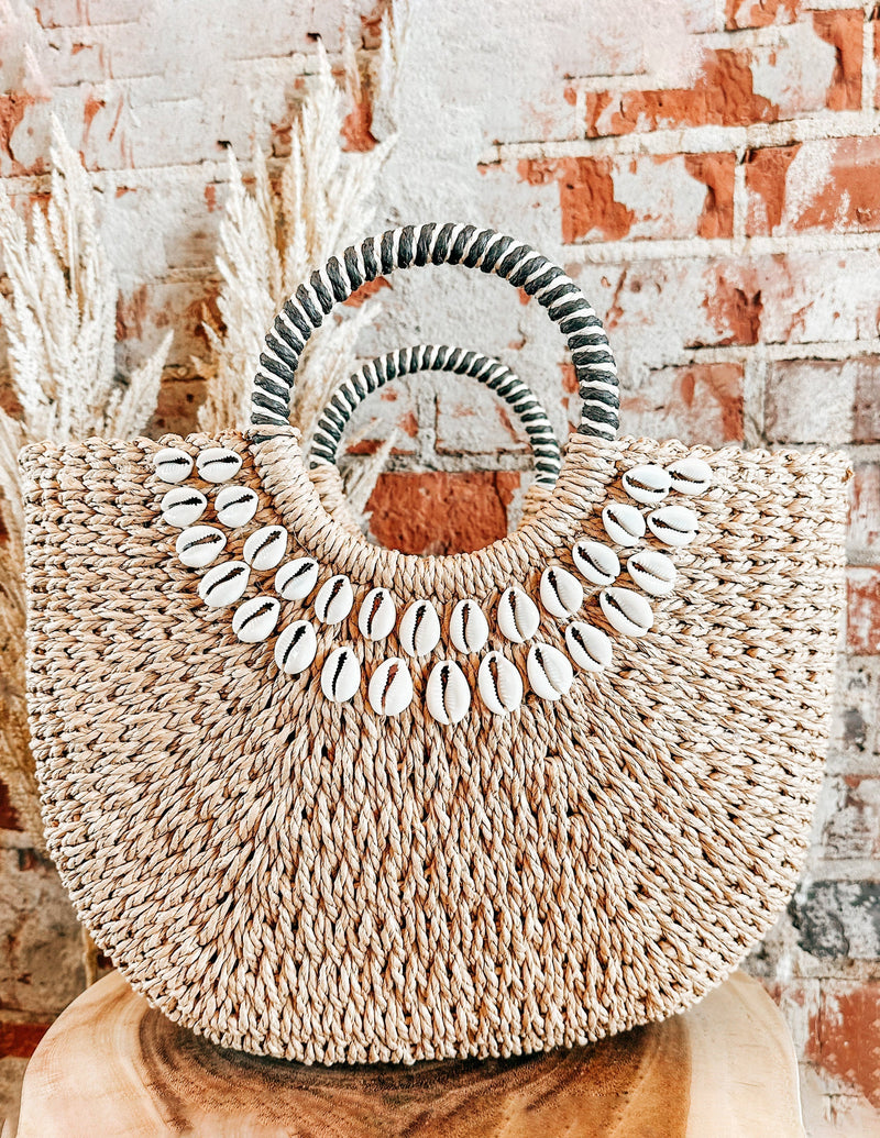Isabella™ - Sac en paille décor coquillage avec détails faits main