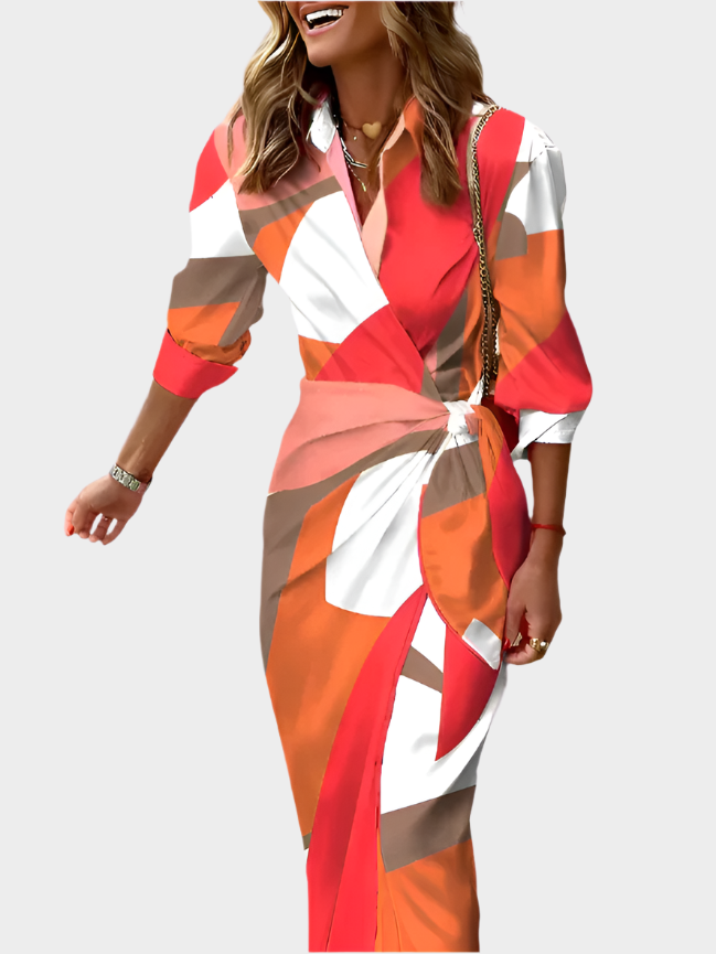 Robe midi avec motif rayé