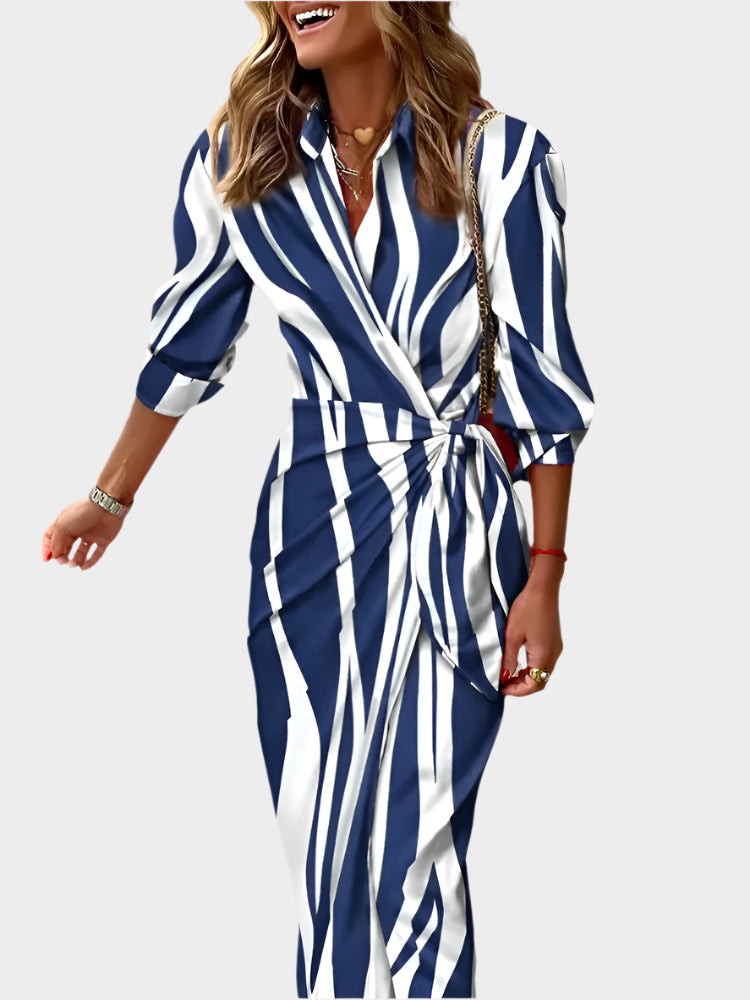 Robe midi avec motif rayé