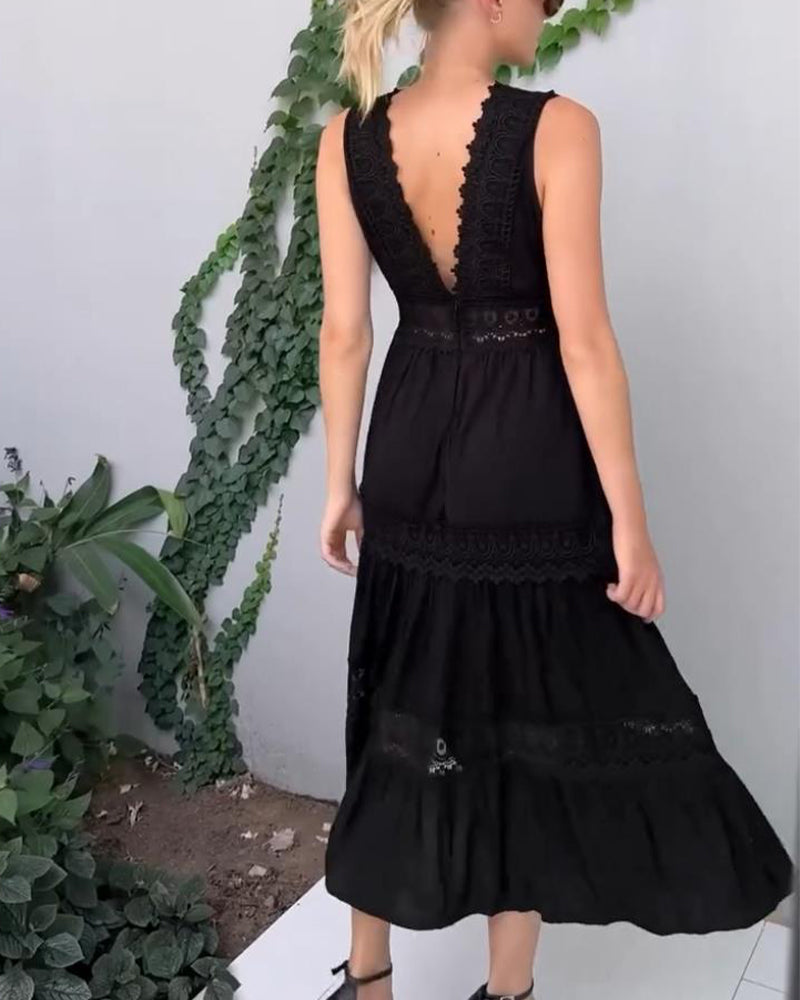 Eleni | Robe élégante avec dentelle et col en V