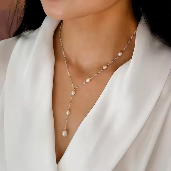 PENDENTIF RUBIS ÉLÉGANT & COLLIER DE PERLES